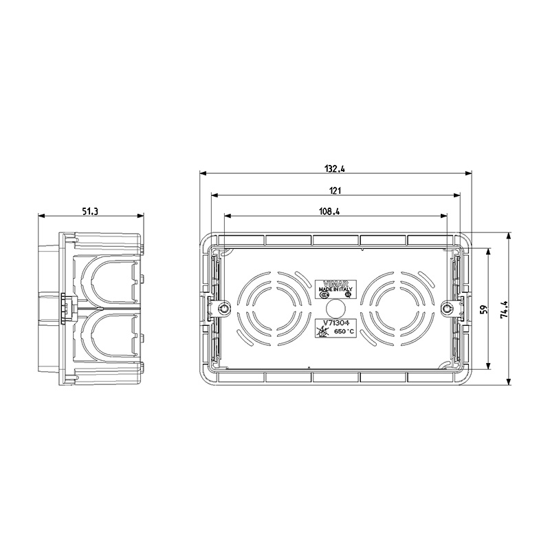 VIMAR Boîte d'encastrement rectangulaires 4 modules pour maçonnerie, azur