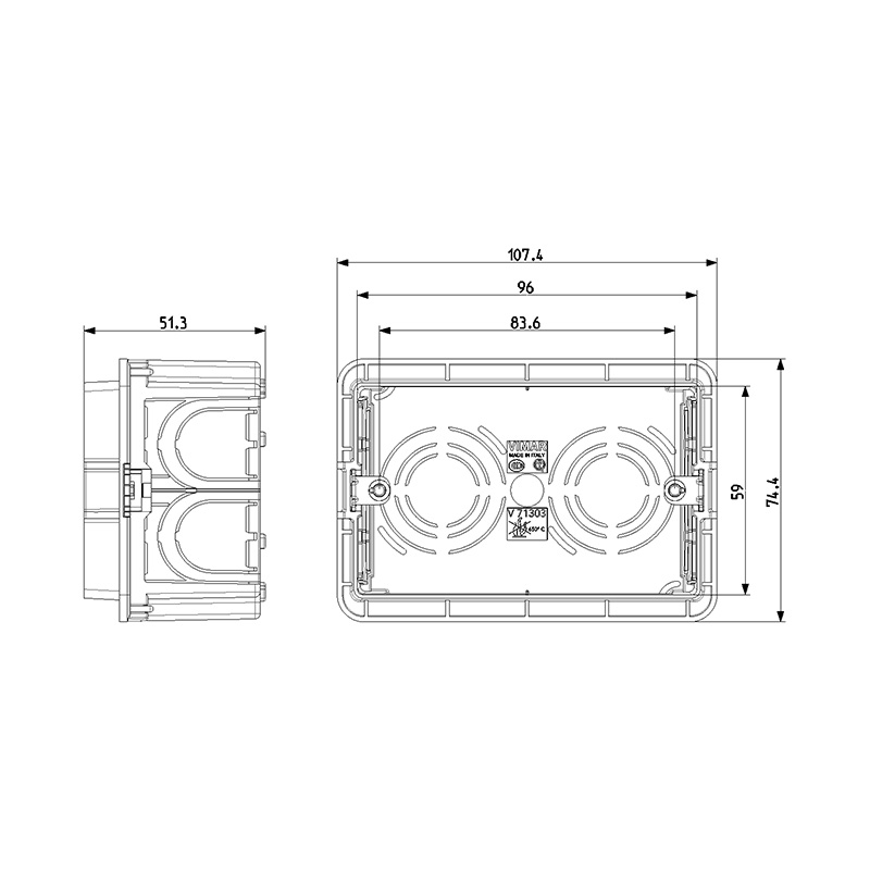 VIMAR Boîte d'encastrement rectangulaires 3 modules pour maçonnerie, azur