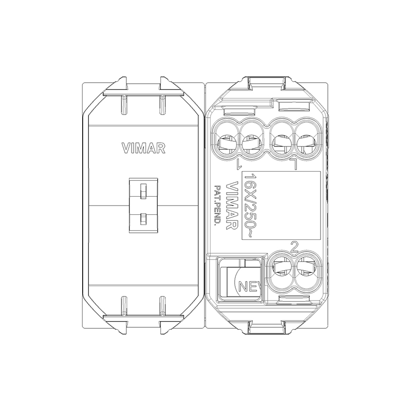 VIMAR Va-et-vient 1P 16 AX 250 V~, blanc - 2 modules. Maxi 200 W pour lampes autoballastées