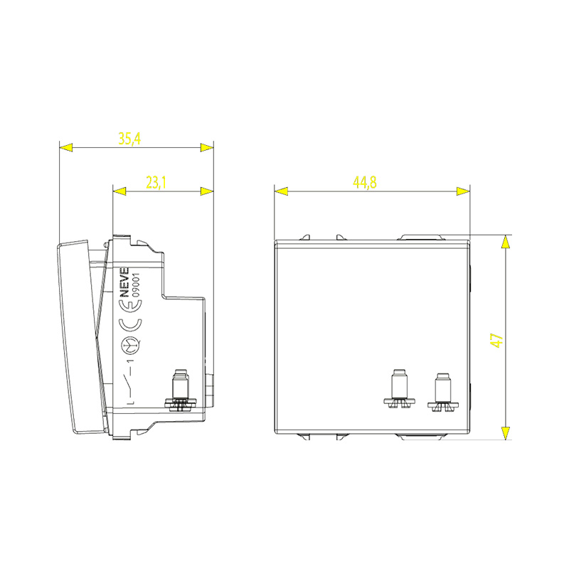 VIMAR Interrupteur 1P 16 AX 250 V~, blanc - 2 modules. Maxi 200 W pour lampes autoballastées