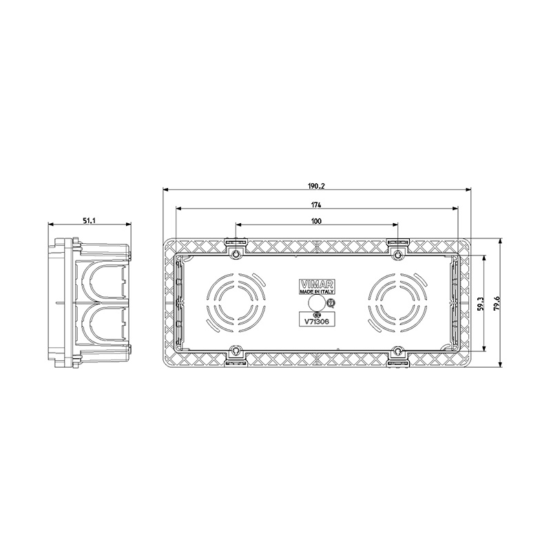 VIMAR Boîte d'encastrement rectangulaires 6-7 modules pour maçonnerie, azur