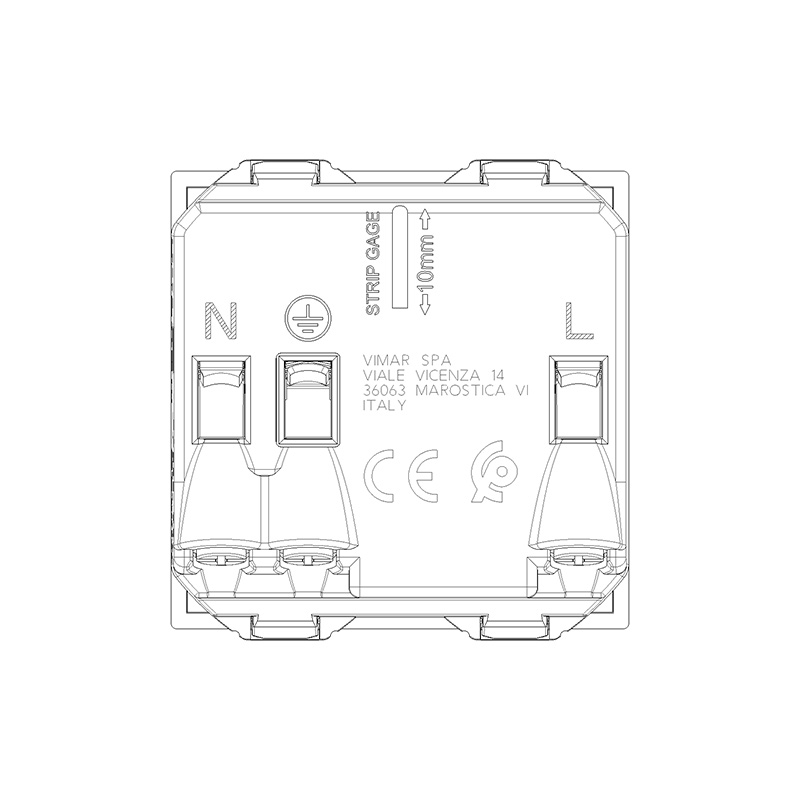 VIMAR Prise SICURY 2P+T 13 A 250 V~ multistandard, blanc - 2 modules