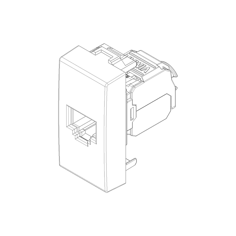 VIMAR Prise RJ45 avec connecteur Netsafe Cat. 6, blindée, câblage universel T568A/B, 8 contacts, bornes autodénudantes sans outil, blanc