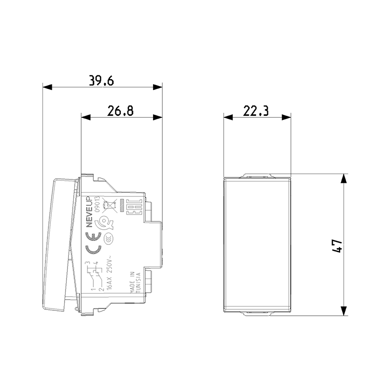 VIMAR Inverseur 1P 16 AX 250 V~, blanc. Maxi 200 W pour lampes autoballastées 