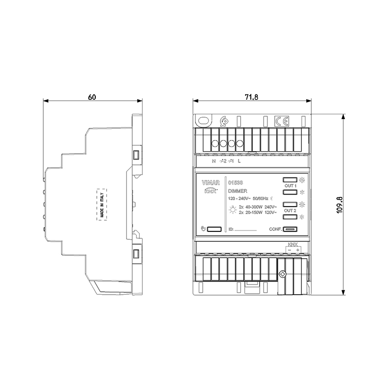 VIMAR Variateur KNX 2 OUT200W LED 120-240V