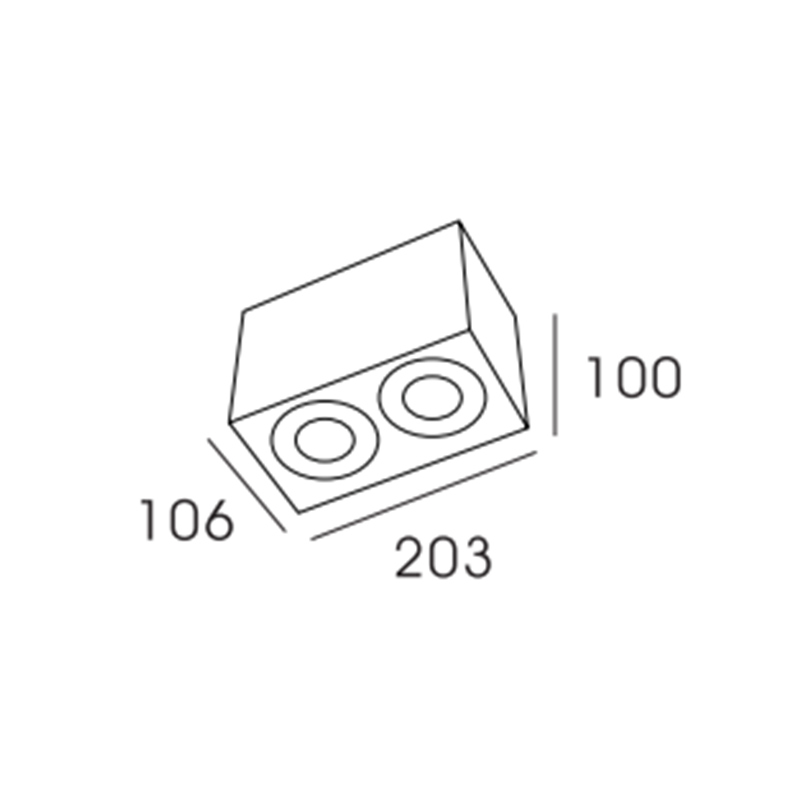 Support de Spot Cube  Blanc Apparent  Orientable Double  PROLIGHT+ en aluminum pour deux ampoule MR16 / GU10 / 220V / 12V / IP20