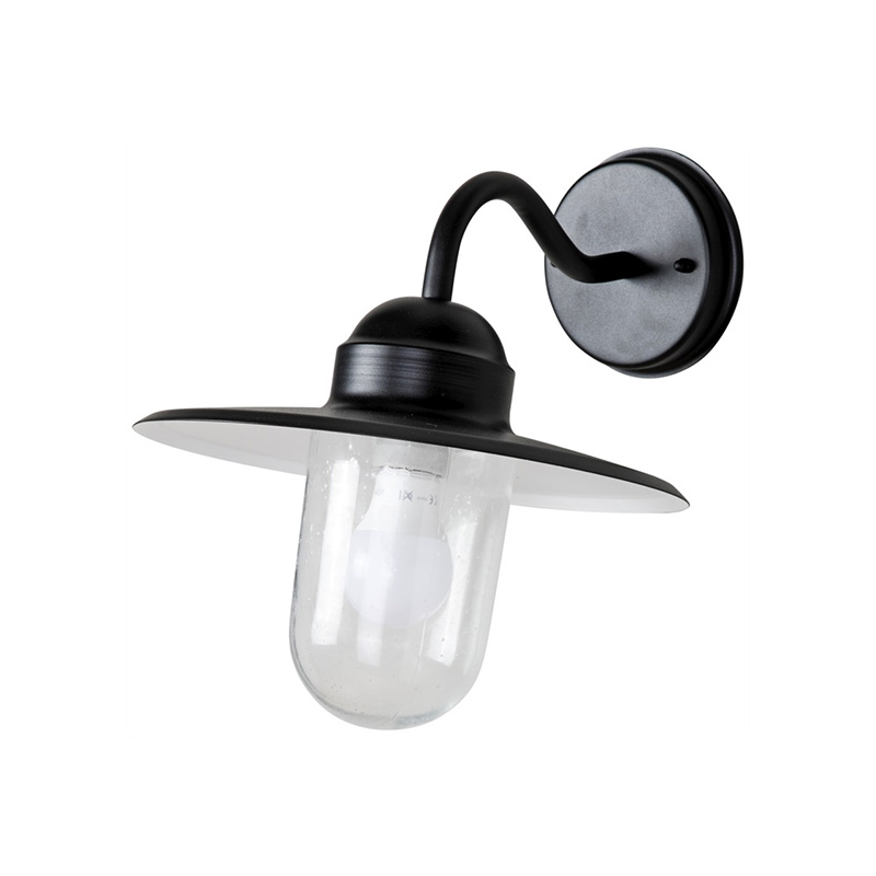 [UH2011-2502--21]  Applique Murale Extérieur Ekoled, Noir, Verre, Metal IP44