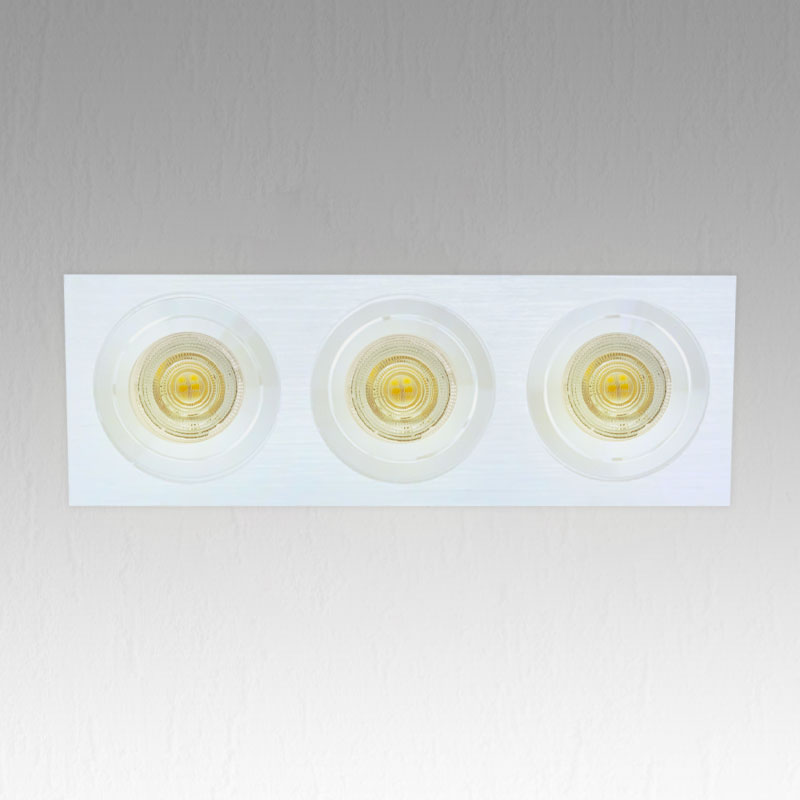 Recessed Prolight+ sqaure spot holder compatible with a three GU10led bulbs