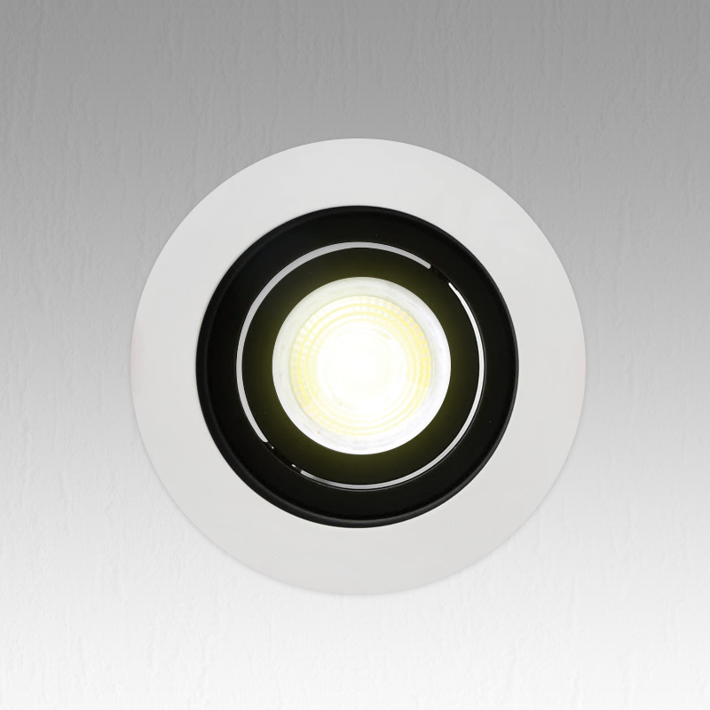 White orientable round spot holder compatible with GU10 bulbs