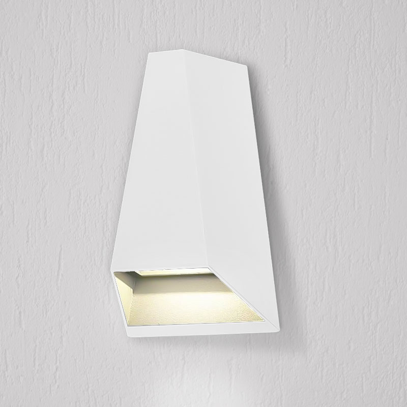 triangular outdoor LED wall sconce with 3000K warm white