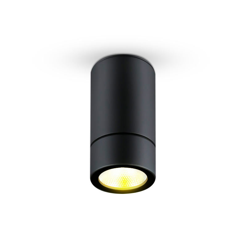 Spot Led Cylindrique Noir Etanche apparent en aluminium avec une lampe LED GU10 / MAX.11W / IP65