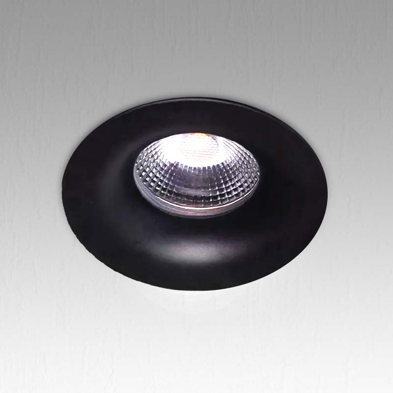 Black Fixed Recessed 3w Spotlight 