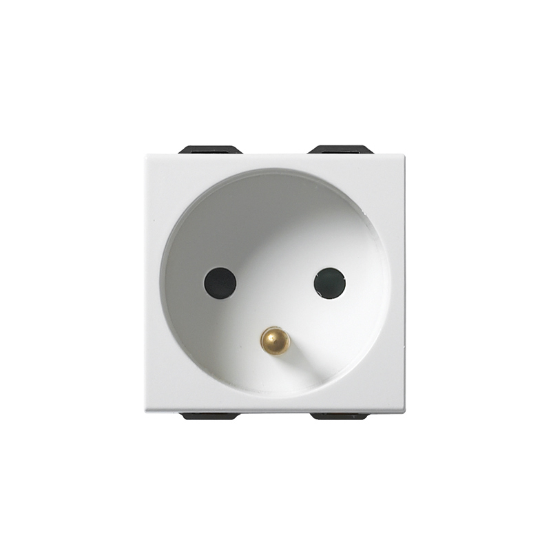 2P+E 16 A 250 V~ SICURY socket outlet, French standard, white - 2 modules










