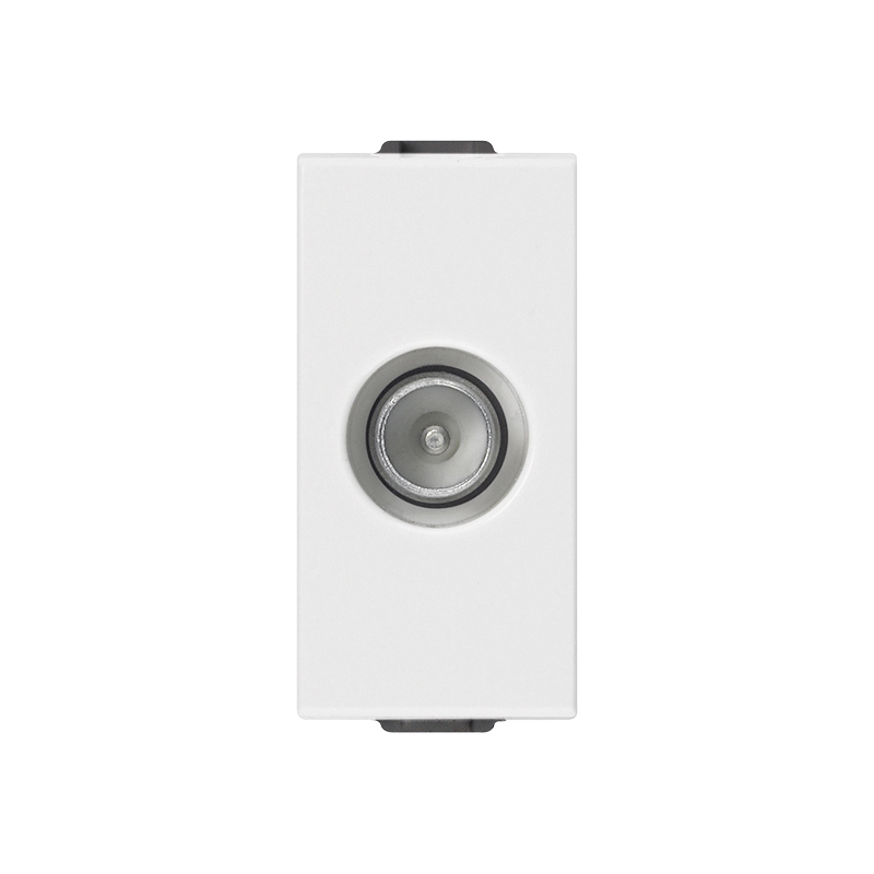 Coaxial TV-RD-SAT 5-2400 MHz socket outlet, single connection, with male connector, connection attenuation 1 dB, white. Allows the passage of d.c. current and control signals (24 V 500 mA max)








































