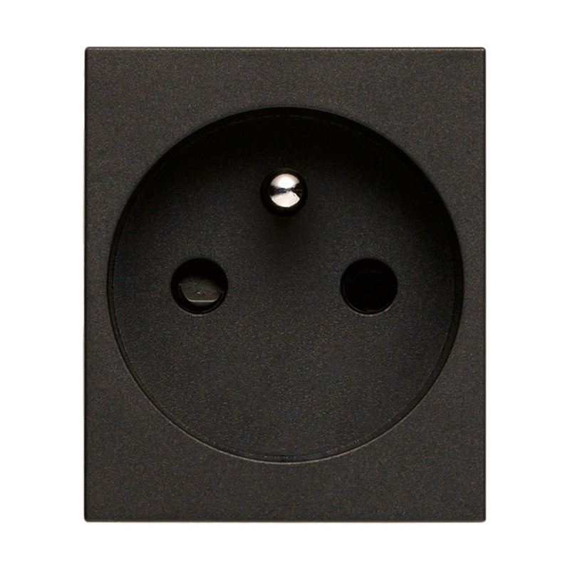 Prise SICURY 2P+T 16 A 250 V~ standard français, noir - 2 modules
