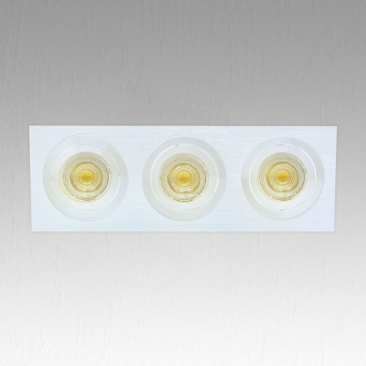 Recessed Prolight+ sqaure spot holder compatible with a three GU10led bulbs