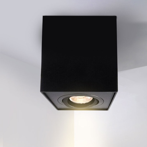 Support Spot en Saillie Cube Noir Apparent   compatible avec une ampoules LED GU10 