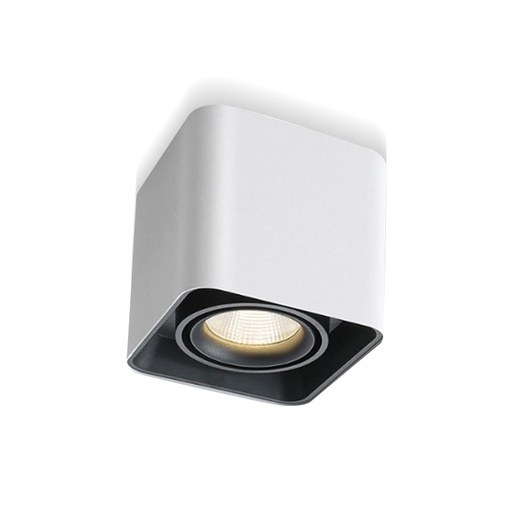 Support de spot cube apparent orientable blanc et noir en aluminium et de type led GU10. 