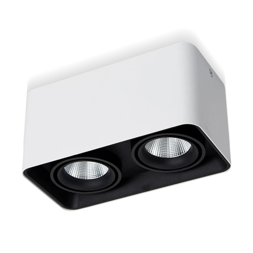 Support de spot cube apparent orientable double blanc et noir en aluminium et de type led GU10. 