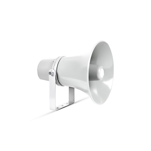 Horn speaker with 30W power, voltage of 70-100V/ frequency response of 380Hz-6.5KHz/ and sensitivity of 107dB.