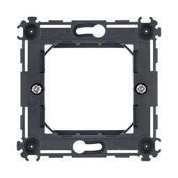 Support 2 modules, avec griffes, pour boîtes d'encastrement ø 60 mm, modulable avec entraxe 71 mm.