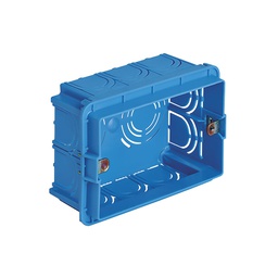 3-module flush mounting box, (Glow Wire 650 °C), for masonry walls, light blue







