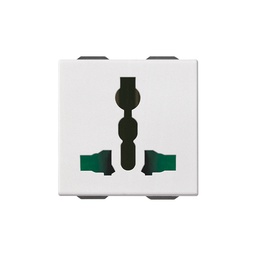 2P+T 13 A 250 V~ multi-standard socket outlet, white - 2 modules































