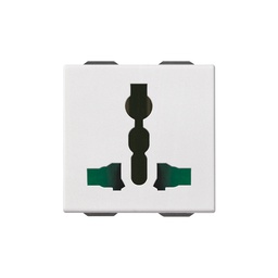 Prise SICURY 2P+T 13 A 250 V~ multistandard, blanc - 2 modules











