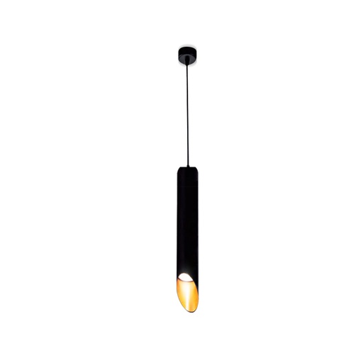 Luminaire Suspendu Noir Sable intérieur en aluminium compatible avec ampoule led GU10 / base de surface φ65*H35m / diamètre de φ60*H180 / 1 mètre 2x0.75² fil tressé