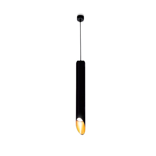 Luminaire  Suspendu Noir Sable intérieur en aluminium compatible avec ampoule led GU10 / base de surface φ65*H35m / diamètre de φ60*H293 / 1 mètre 2x0.75² fil tressé