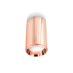 Plafonnier Cylindrique Apparent Rose Gold avec anneau intérieur en or en aluminium