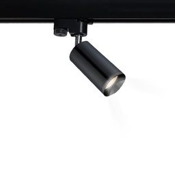 Spotlight sur rail orientable Noir Sable or en aluminium, diamètre de φ60xH130mm et de type LED GU10 / Avec adaptateur pour 2 fils de piste