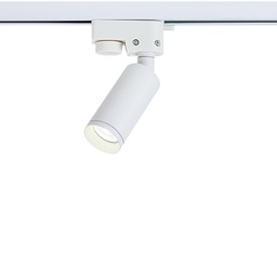 Spotlight sur rail orientable sable blanc en aluminium, diamètre de φ60xH130mm et de type LED GU10 / Avec adaptateur pour 2 fils de piste