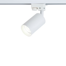 Spotlight sur rail orientable Blanc Sable en aluminium, diamètre de φ60xH85mm et de type LED GU10 / Avec adaptateur pour 2 fils de piste